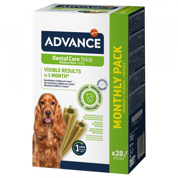 3 + 1 gratis! Advance, przysmaki dla psa, różne rodzaje - Dental Care Stick Medium, 4 x 720 g (4 x 28 paluszków)