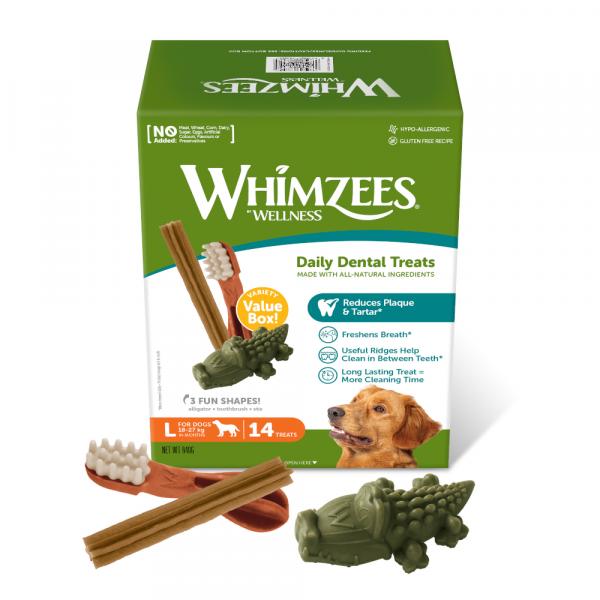 20% taniej! Whimzees by Wellness, przysmaki dla psa - Mix przysmaków, rozmiar L: dla dużych psów (18 - 27 kg, 14 szt.)