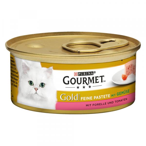 Megapakiet Gourmet Gold Feine Pastete, 48 x 85 g - Pstrąg z pomidorem