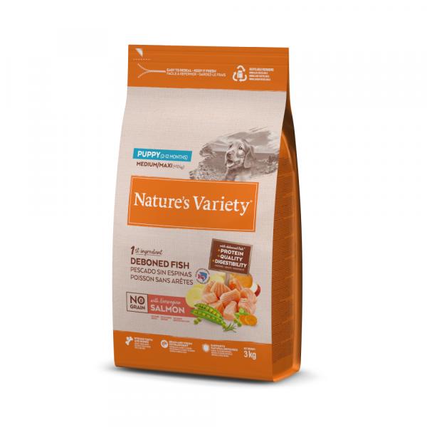 Nature's Variety No Grain Puppy Medium/Maxi, łosoś - 3 kg