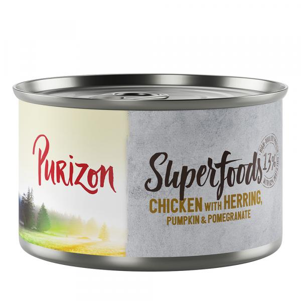 Purizon Superfoods, 12 x 140 g - Kurczak ze śledziem, dynią i owocem granatu