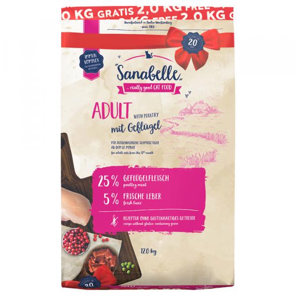 Sanabelle Adult, kurczak - 10 + 2 kg gratis!