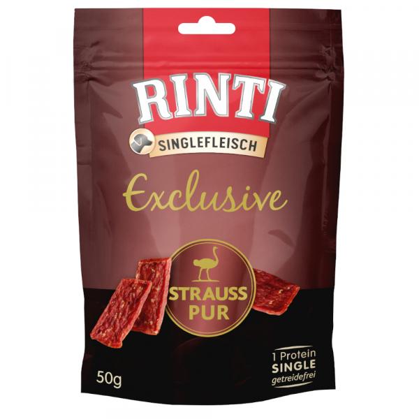 RINTI Singlefleisch Exclusive Snack, 50 g - Struś, 3 x 50 g