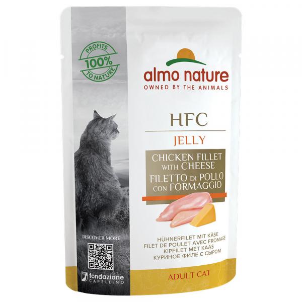 Megapakiet Almo Nature HFC Jelly, 24 x 55 g - Filet z kurczaka z serem