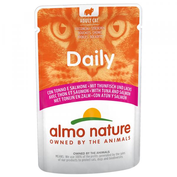 5 + 1 gratis! Almo Nature Daily Menu, 6 x 70 g - Tuńczyk i łosoś