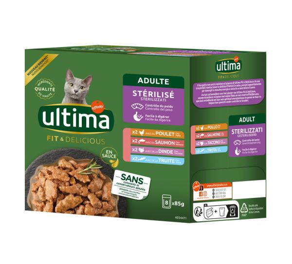 Ultima Sterilised Cat, 48 x 85 g - Pakiet mieszany I (4 smaki)