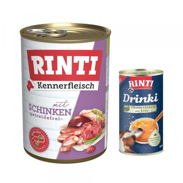 RINTI: 6 x 400 g karma mokra + Drinki, kaczka, 185 ml gratis! - Kennerfleisch, szynka