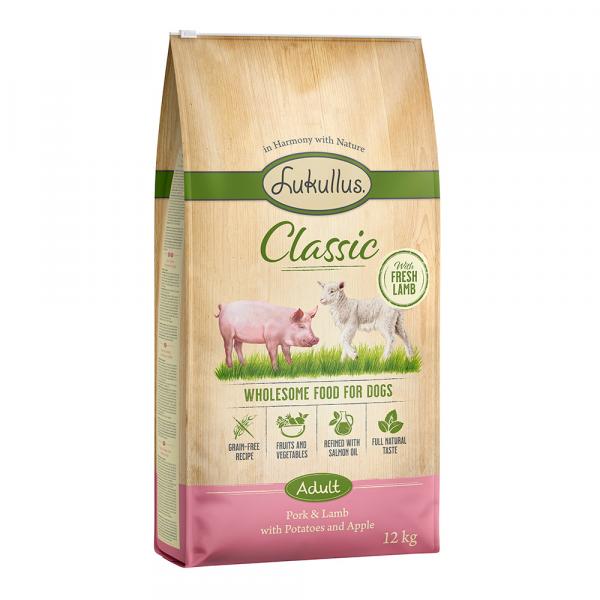 10 + 2 kg gratis! Lukullus, karma sucha (bez zbóż), 12 kg - Classic, wieprzowina i jagnięcina