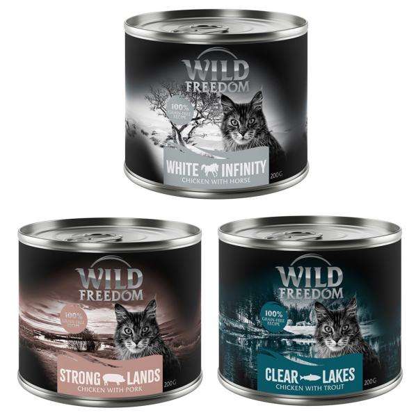 Mieszany pakiet próbny Wild Freedom Adult - 6 x 200 g: 2xpstrąg, 2xwieprzowina, 2xkonina