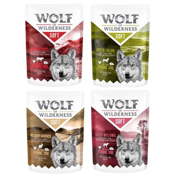 Mieszany pakiet próbny Wolf of Wilderness Adult - 6 x 300 g, saszetki: jagnięcina, wołowina, cielęcina, królik