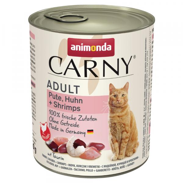 Animonda Carny Adult, 6 x 800 g - Indyk, kurczak i krewetki