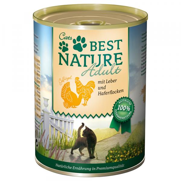 Best Nature Cat Adult, 6 x 400 g - Drób i wątroba