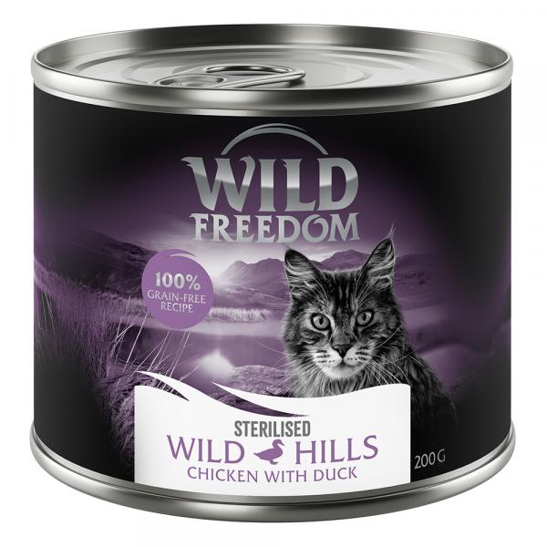 Wild Freedom Adult Sterilised, 6 x 200 g - bez zbóż - Wild Hills Sterilised - kaczka i kurczak