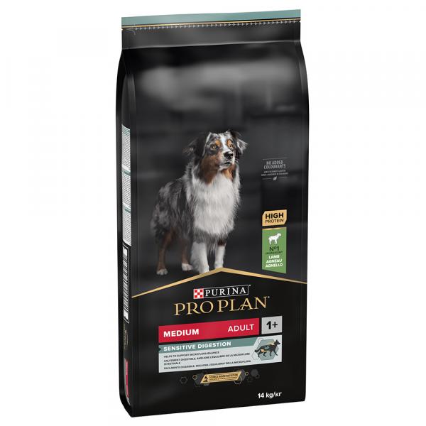 12 + 2 kg gratis! PURINA PRO PLAN, karma sucha, 14 kg - Medium Adult Sensitive Digestion, jagnięcina i ryż
