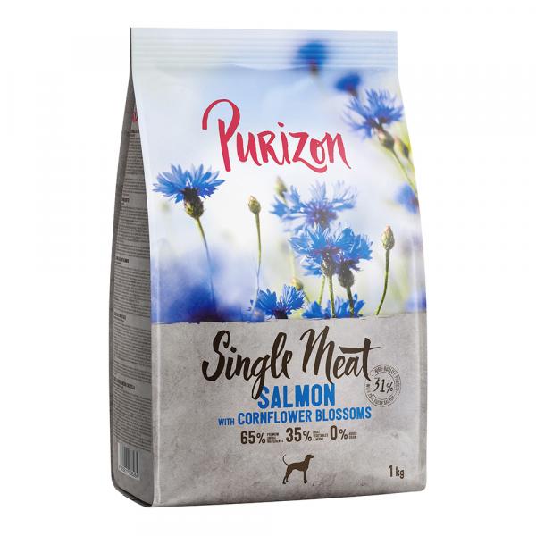 Purizon Single Meat Adult, łosoś ze szpinakiem i kwiatami chabru - 4 x 1 kg