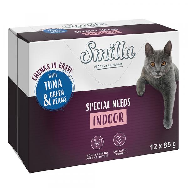 Smilla Indoor, kawałeczki w sosie z warzywami, 12 x 85 g - Z tuńczykiem i zieloną fasolką