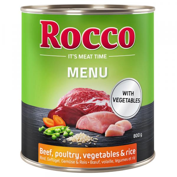 Megapakiet Rocco Menu, 24 x 800 g - Wołowina i kurczak z warzywami i ryżem