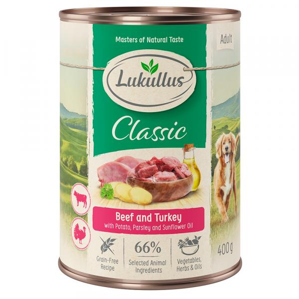 Lukullus Natural, 12 x 400 g - Wołowina i indyk (bez zbóż)