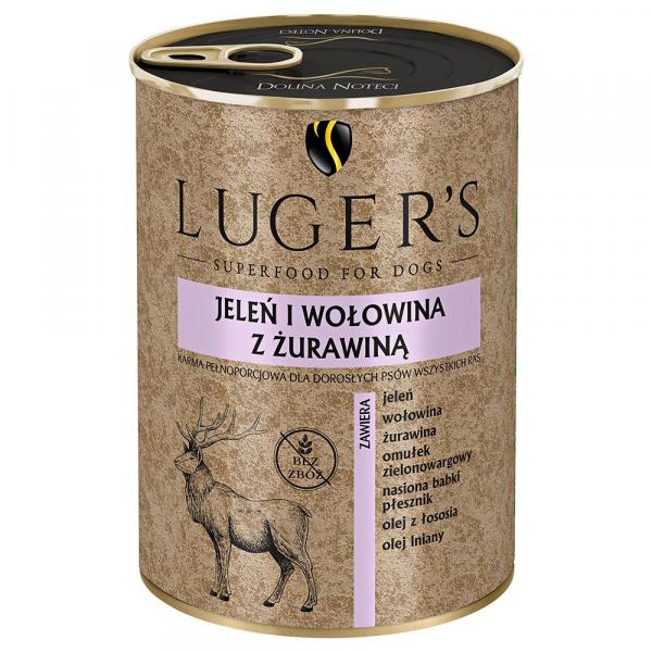 Luger's, karma mokra, 12 x 400 g - Jeleń i wołowina z żurawiną