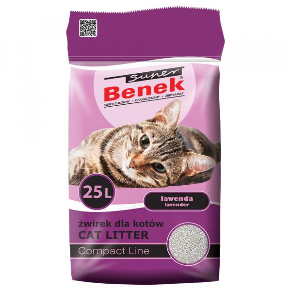 Super Benek Compact Lawenda, żwirek dla kota - 2 x 25 l (ok. 42 kg)