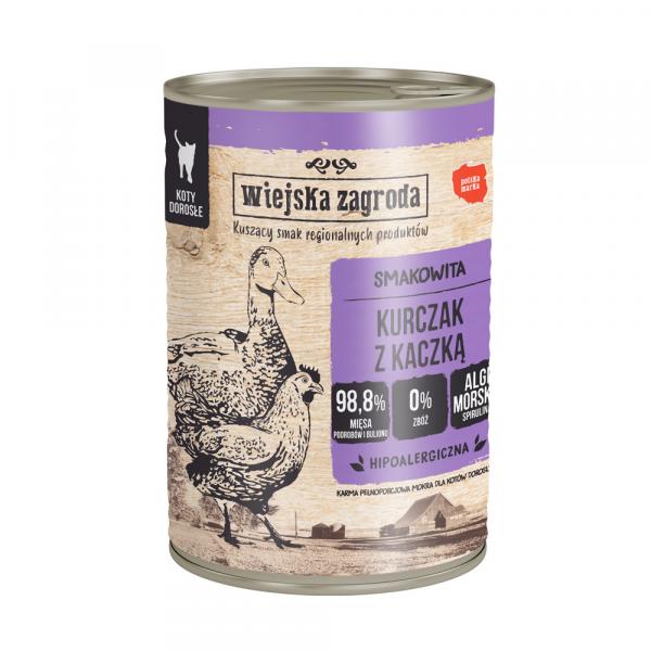 Wiejska Zagroda, mokra karma dla kota, 12 x 400 g - Kurczak z kaczką