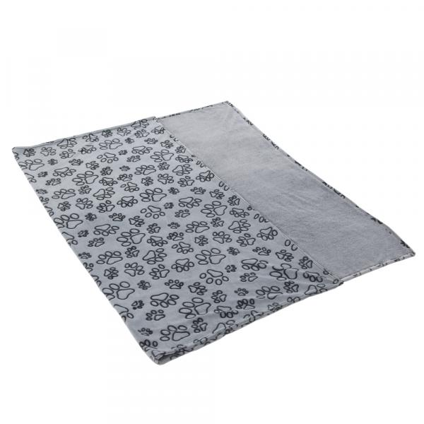 Smartpet kocyk z mikrofazy Pawzzz - Dł. x szer.: 200 x 150 cm (jasnoszary/czarny)