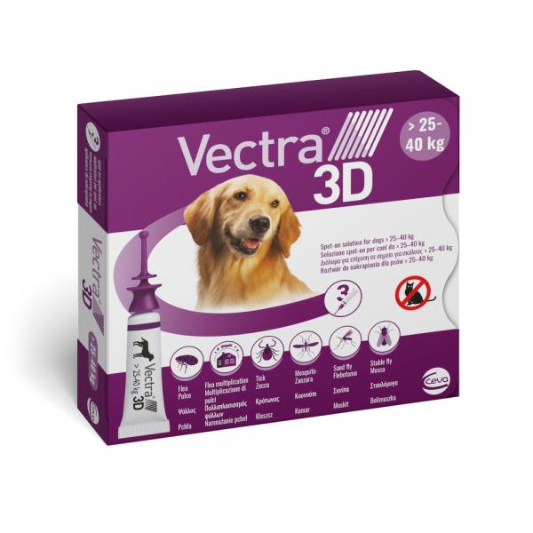 Vectra 3D dla psów, L (25-40 kg), preparat na pchły, kleszcze, komary i moskity - 6 pipet x 4,7 ml