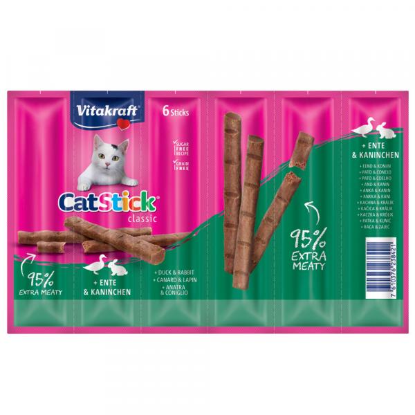 Vitakraft Cat Stick - Classic, Kaczka i królik, 6 x 6 g