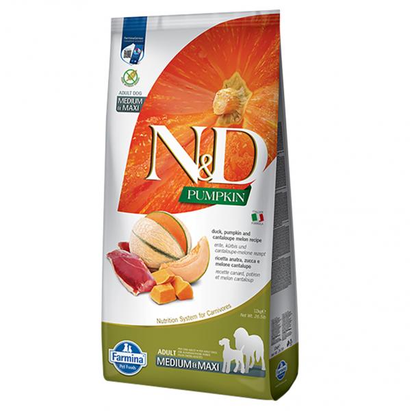 Farmina N&D Medium & Maxi, kaczka z dynią i kantalupą - 2 x 12 kg