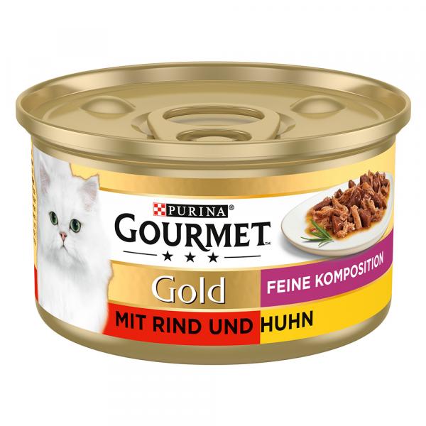 Gourmet Gold Feine Komposition, w sosie, 12 x 85 g - Wołowina i kurczak