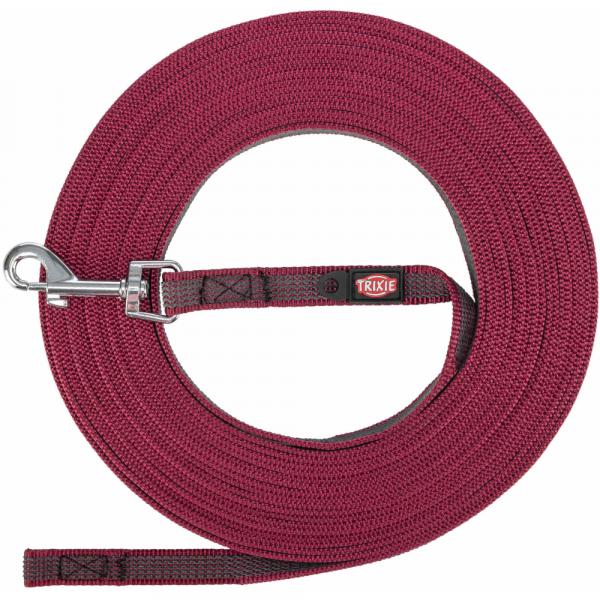 Trixie gumowana smycz treningowa, sangria - Rozm.: S–M: 15 m dł. / 15 mm szer.