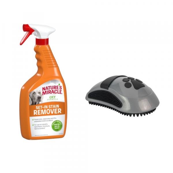 709 ml / 946 ml Nature's Miracle dla psa + FURminator zgrzebło Curry Comb gratis! - Dog Set-In Stain and Odour Remover, 709 ml
