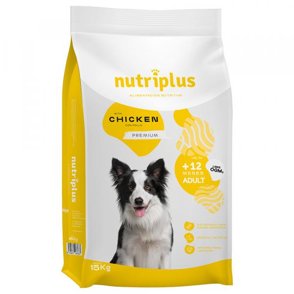 Podwójne zoopunkty! Nutriplus, karma sucha, 3 kg / 15 kg - Adult Dog, z kurczakiem, 15 kg