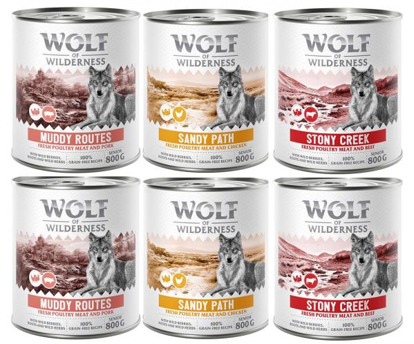 10% taniej! Wolf of Wilderness, karma mokra, 6 x 800 g - Senior “Expedition”, Pakiet mieszany
