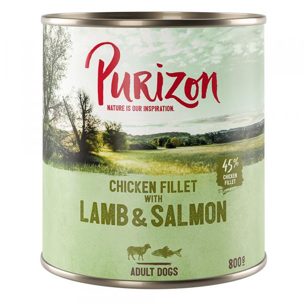 Purizon Adult, 12 x 800 g - Jagnięcina i łosoś z ziemniakami i gruszką