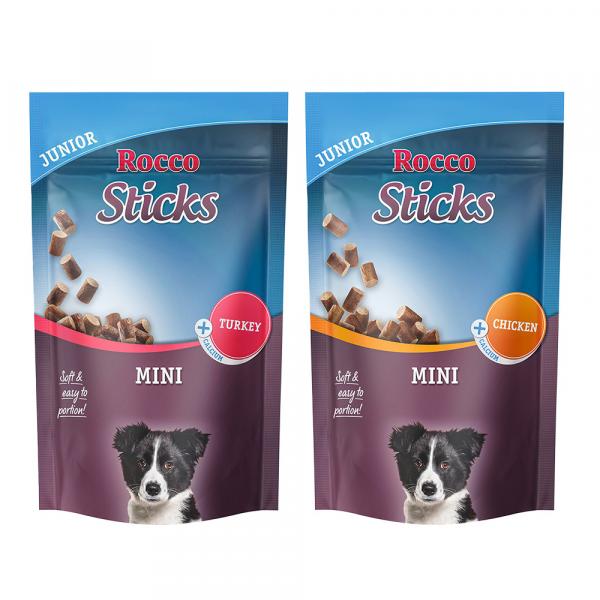 Megapakiet Rocco Sticks Mini - Junior Mix: 1 x indyk 70 g, 1 x kurczak 70 g