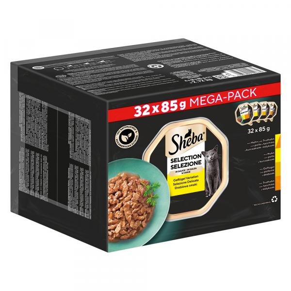 84 + 12 gratis! Megapakiet Sheba tacki, 96 x 85 g - Selection w sosie