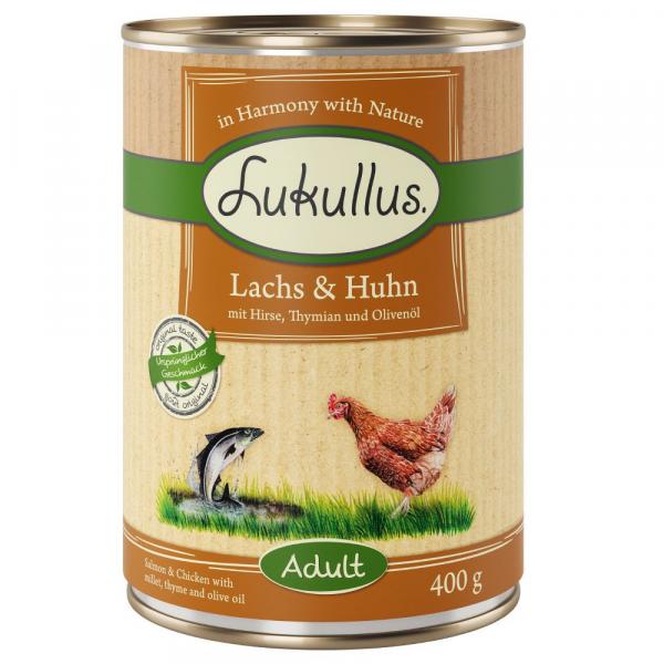 Lukullus Natural, 12 x 400 g - Łosoś i kurczak