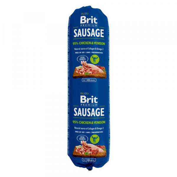 Brit Premium Sausage, 12 x 800 g - Kurczak z dziczyzną