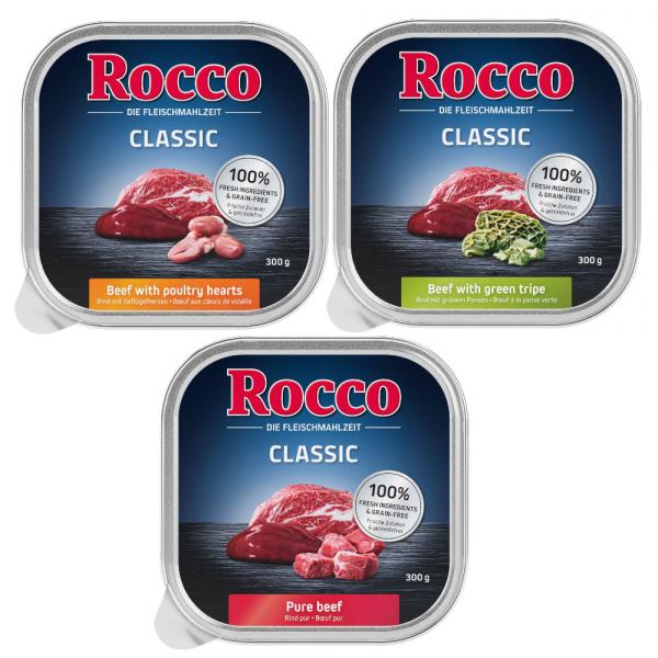 Mieszany pakiet próbny Rocco, 9 x 300 g - Pakiet Classic 1: wołowina, żwacze, serca drobiowe