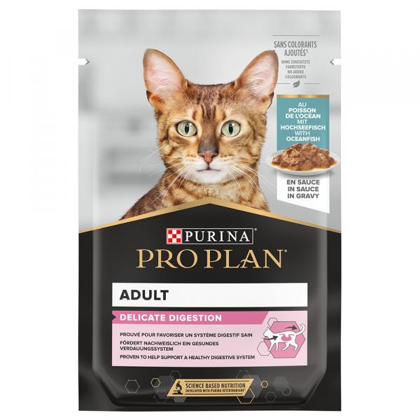 PURINA PRO PLAN Cat Adult Delicate Digestion - Ryba oceaniczna, 12 x 85 g