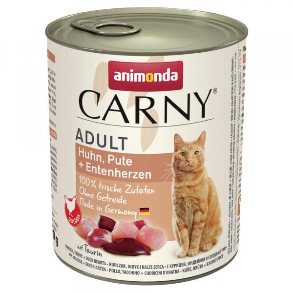 Animonda Carny Adult, 6 x 800 g - Kurczak, indyk i kacze serca