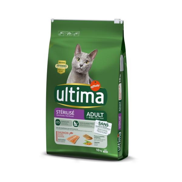 6,5 + 1 kg / 8 + 2 kg gratis! Ultima, 7,5 kg / 10 kg - Cat Sterilized, łosoś i jęczmień, 10 kg