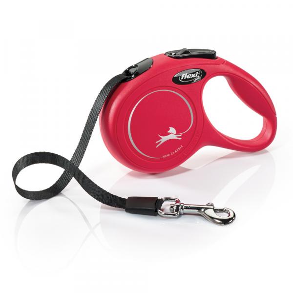 Flexi Classic smycz taśmowa, czerwona, 3 m - Rozmiar XS: do 12 kg