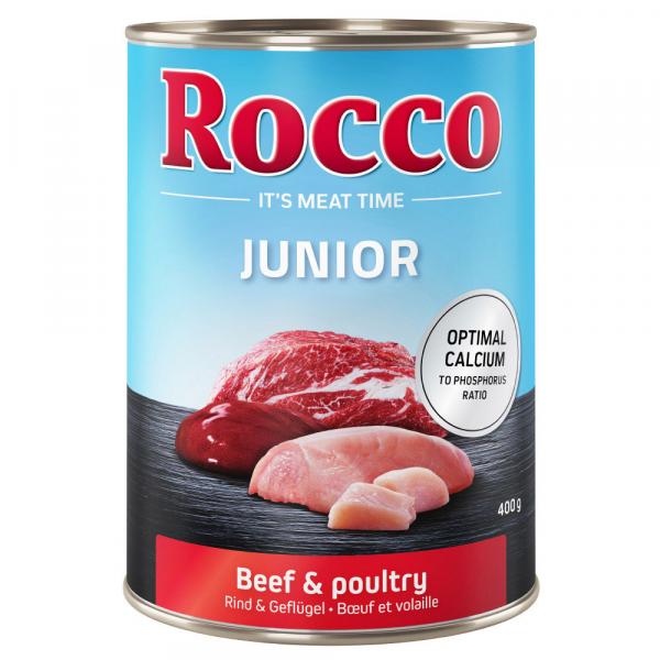 Megapakiet Rocco Junior, 24 x 400 g - Drób i wołowina