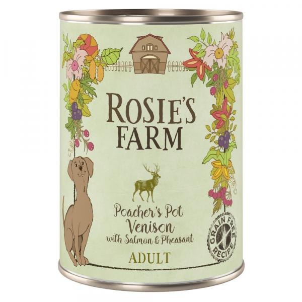 Rosie's Farm Adult, 6 x 400 g - Dziczyzna i bażant z łososiem