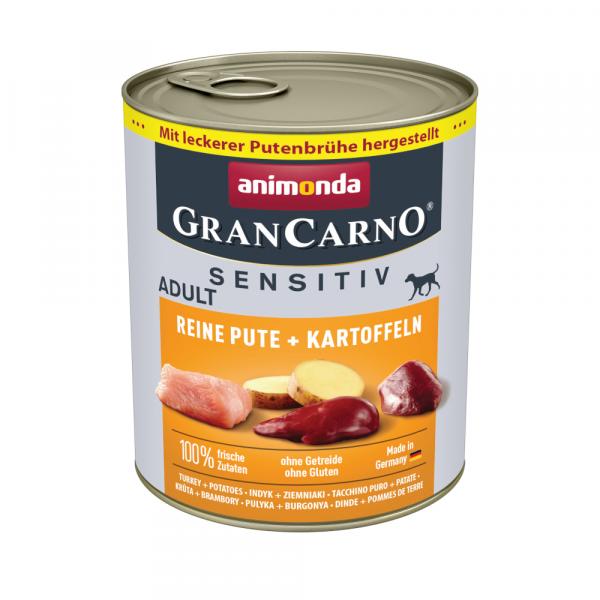 Animonda GranCarno Adult Sensitive, 6 x 800 g - Indyk i ziemniaki