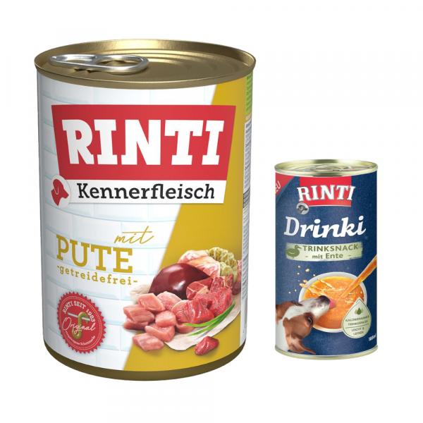 RINTI: 6 x 400 g karma mokra + Drinki, kaczka, 185 ml gratis! - Kennerfleisch, indyk