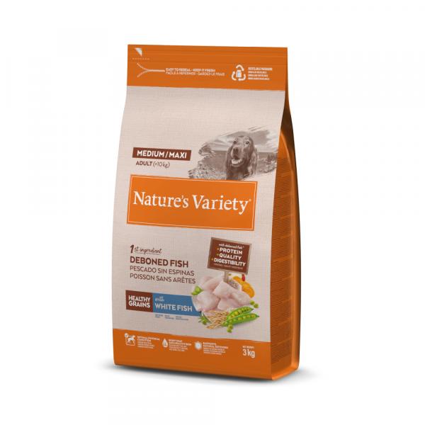 Nature's Variety Healthy Grains Medium/Maxi Adult, biała ryba - 3 kg