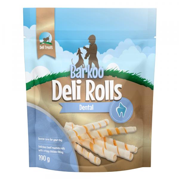 Barkoo Deli Rolls Dental skręcane rurki do żucia - Ok. 12,7 cm, ⌀ 1,7 cm (3 x 190 g)